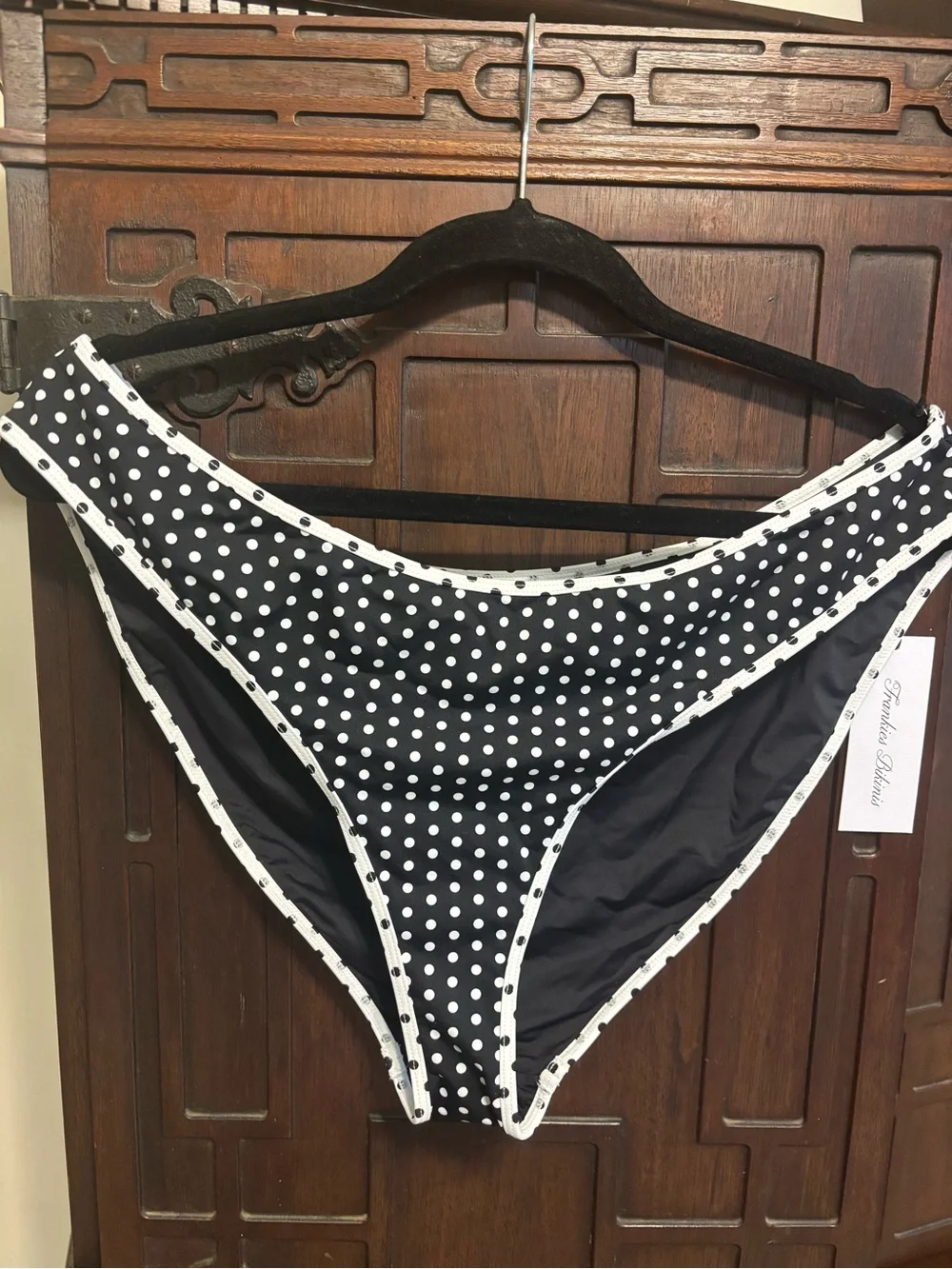 Frankie's Bikinis Black and White Polka Dot Bikini bottom